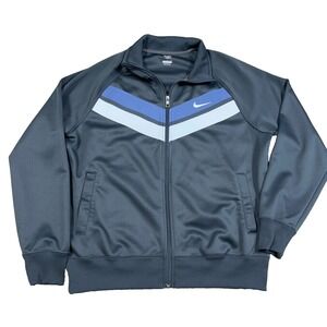 Nike Track Suit Jacket Men Large Gray Full Zip Performance Warm Up VTG Y2K Adult